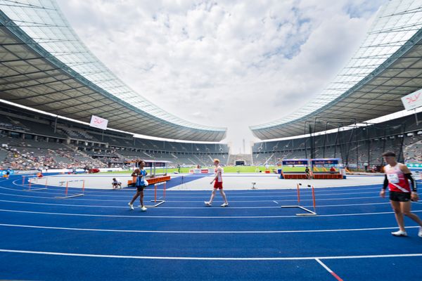 Jordan Gordon (OTB Osnabrueck) im Halbfinale waehrend der deutschen Leichtathletik-Meisterschaften im Olympiastadion am 25.06.2022 in Berlin